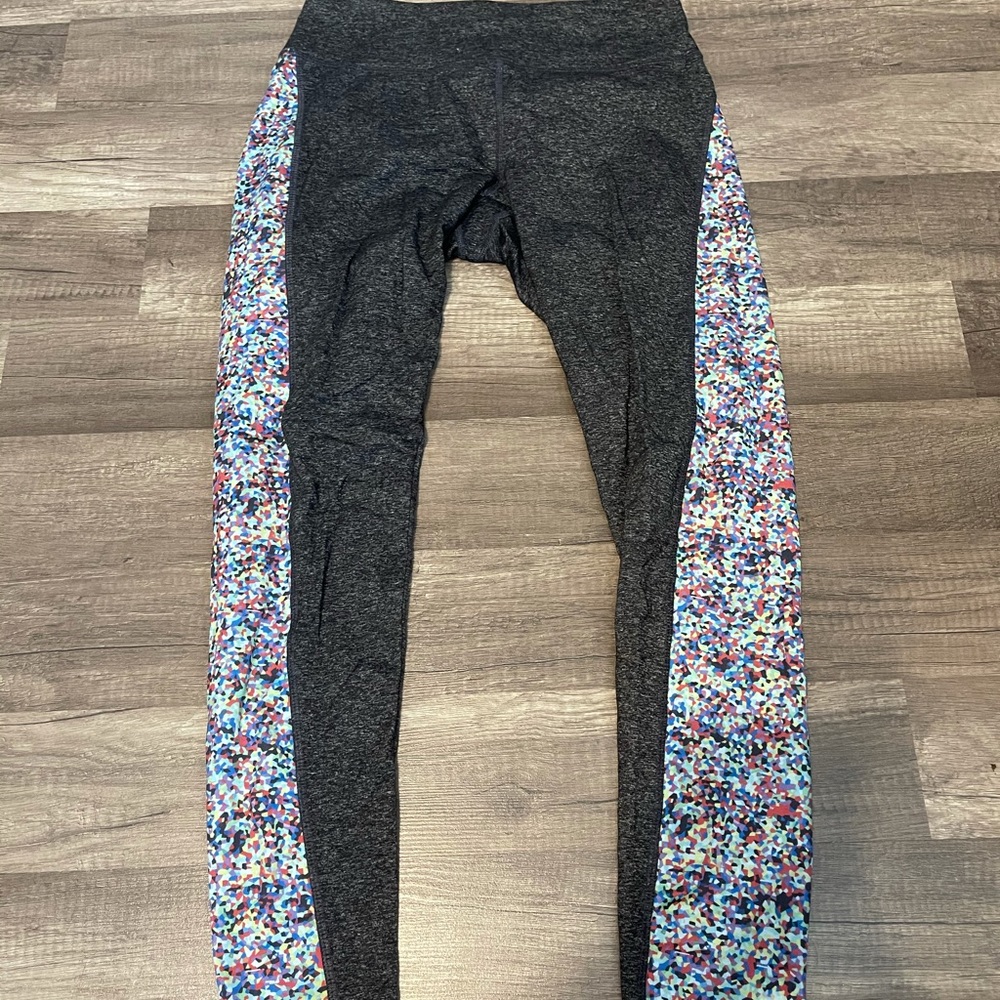 gray and rainbow leggings